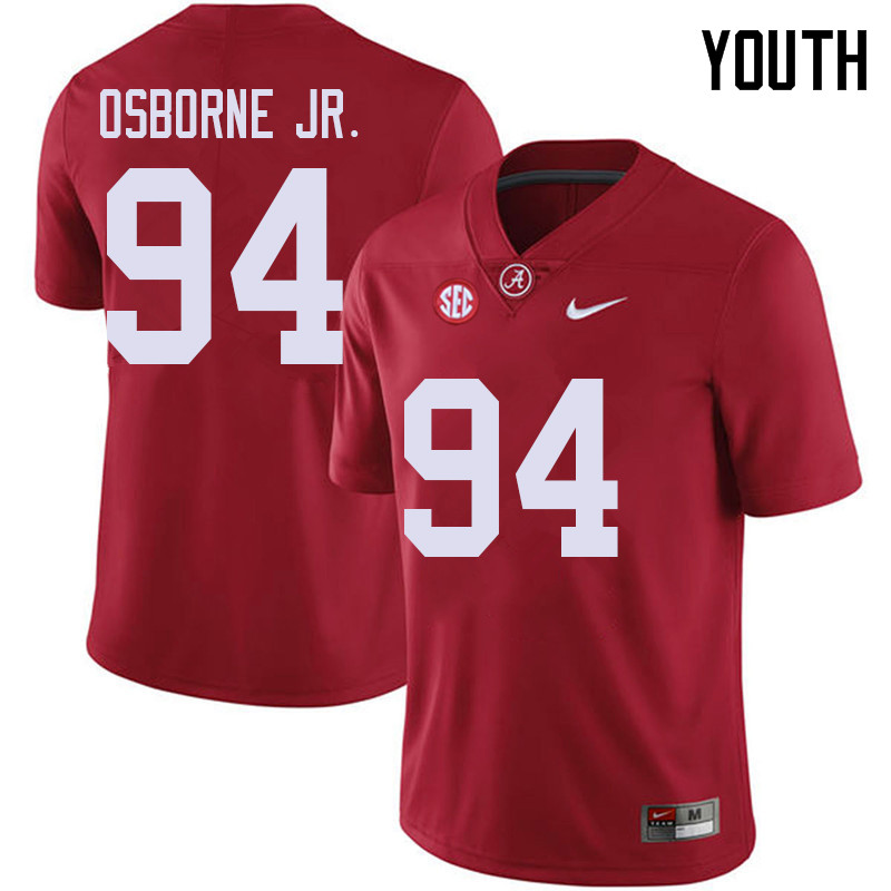 Alabama Crimson Tide Youth Mario Osborne Jr. #94 Red NCAA Nike Authentic Stitched 2018 College Football Jersey EJ16S17QP
